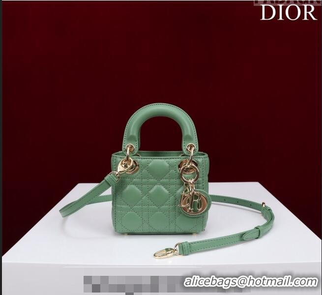 Traditional Specials Dior Micro Lady Dior Bag in Lambskin M0856 Light Green 2023