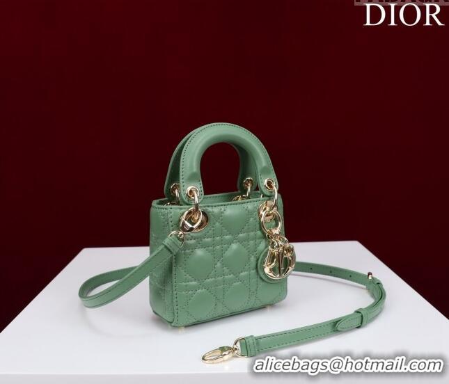 Traditional Specials Dior Micro Lady Dior Bag in Lambskin M0856 Light Green 2023