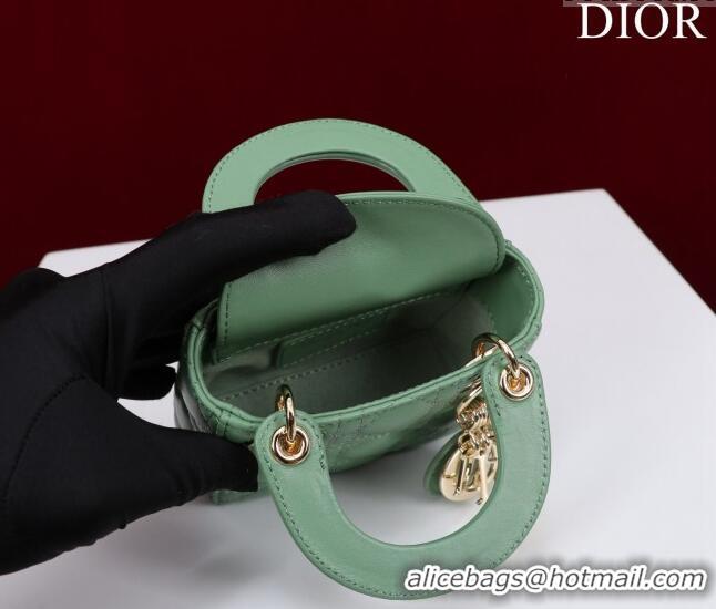 Traditional Specials Dior Micro Lady Dior Bag in Lambskin M0856 Light Green 2023