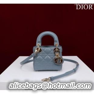 Classic Specials Dior Micro Lady Dior Bag in Lambskin M0856 Light Blue 2023