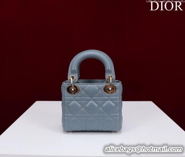 Classic Specials Dior Micro Lady Dior Bag in Lambskin M0856 Light Blue 2023