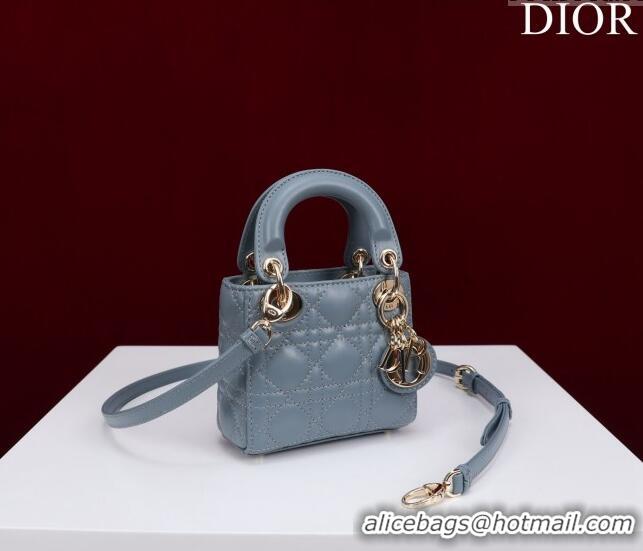 Classic Specials Dior Micro Lady Dior Bag in Lambskin M0856 Light Blue 2023