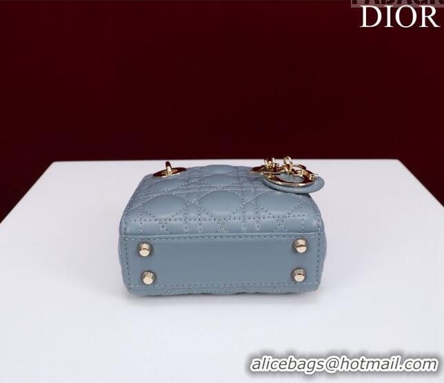 Classic Specials Dior Micro Lady Dior Bag in Lambskin M0856 Light Blue 2023