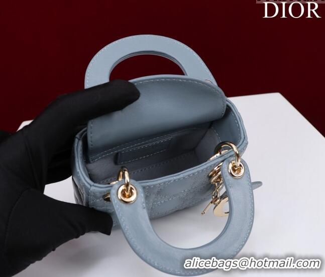 Classic Specials Dior Micro Lady Dior Bag in Lambskin M0856 Light Blue 2023