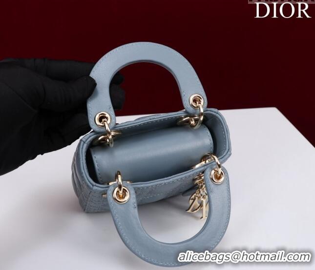 Classic Specials Dior Micro Lady Dior Bag in Lambskin M0856 Light Blue 2023