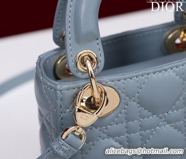 Classic Specials Dior Micro Lady Dior Bag in Lambskin M0856 Light Blue 2023