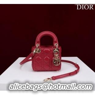 Buy Fashionable Dior Micro Lady Dior Bag in Lambskin M0856 Dark Red 2023