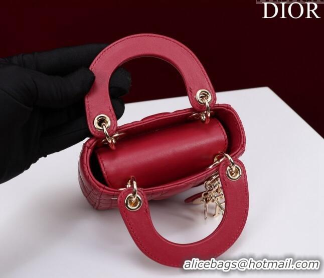 Buy Fashionable Dior Micro Lady Dior Bag in Lambskin M0856 Dark Red 2023