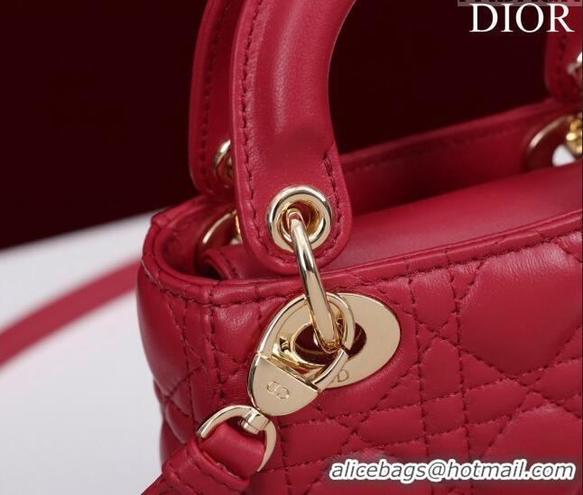 Buy Fashionable Dior Micro Lady Dior Bag in Lambskin M0856 Dark Red 2023