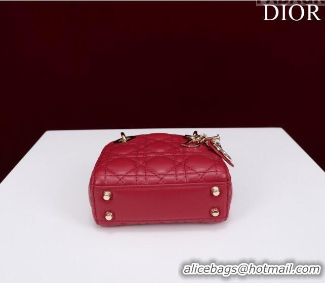 Buy Fashionable Dior Micro Lady Dior Bag in Lambskin M0856 Dark Red 2023