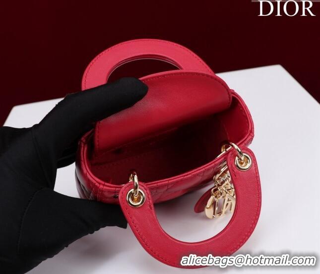 Buy Fashionable Dior Micro Lady Dior Bag in Lambskin M0856 Dark Red 2023