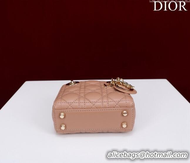 Top Grade Dior Micro Lady Dior Bag in Lambskin M0856 Nude 2023