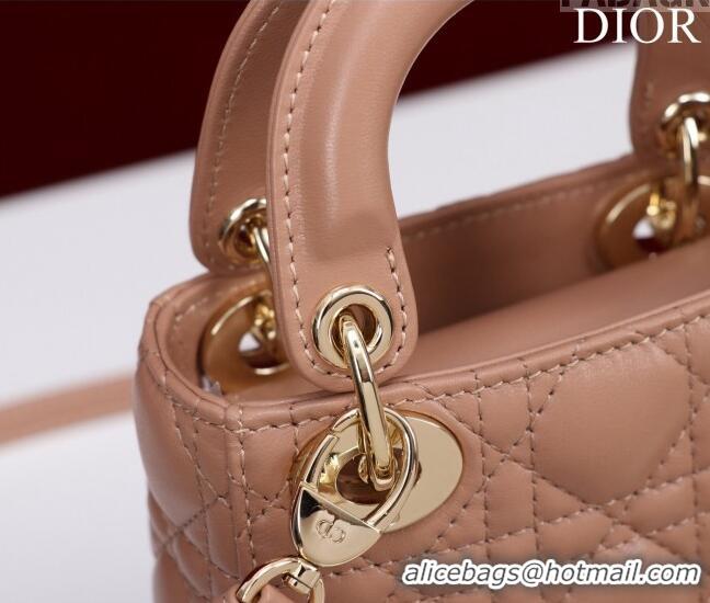 Top Grade Dior Micro Lady Dior Bag in Lambskin M0856 Nude 2023