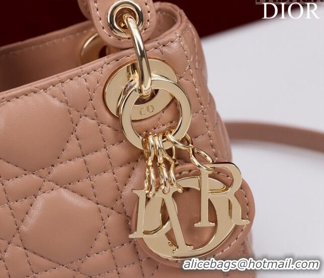 Top Grade Dior Micro Lady Dior Bag in Lambskin M0856 Nude 2023