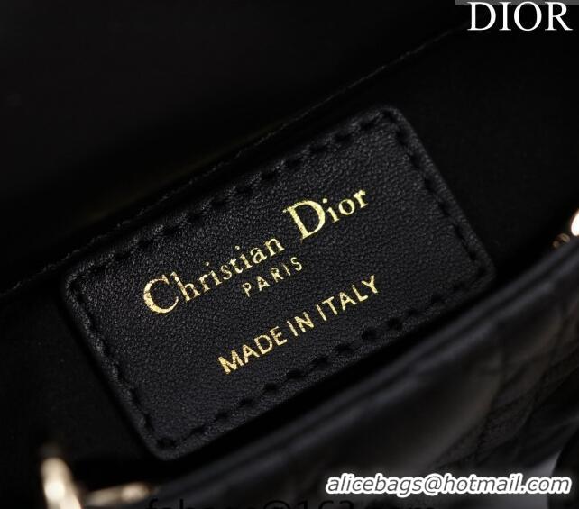 Low Cost Dior Micro Lady Dior Bag in Lambskin M0856 Black/Gold 2023