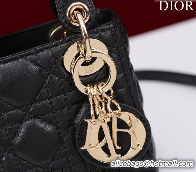 Low Cost Dior Micro Lady Dior Bag in Lambskin M0856 Black/Gold 2023