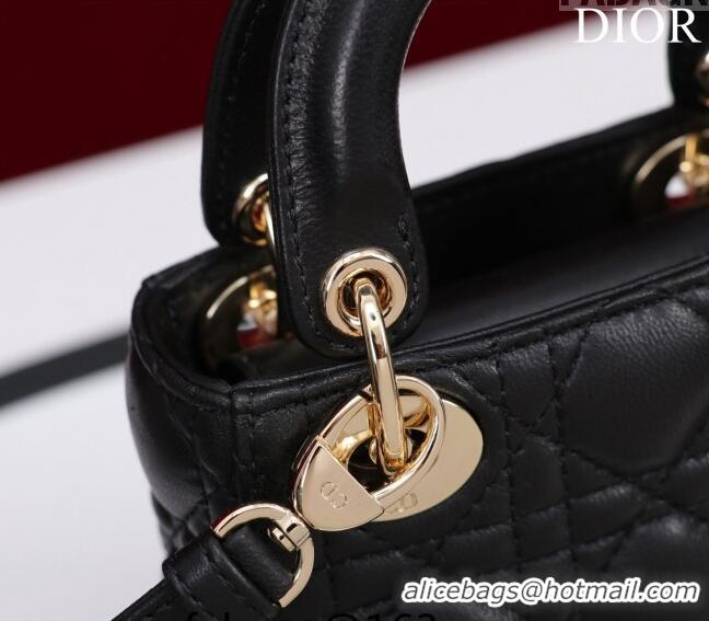 Low Cost Dior Micro Lady Dior Bag in Lambskin M0856 Black/Gold 2023