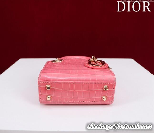 Popular Style Dior Micro Lady Dior Bag in Crocodile Embossed Leather M0856 Pink 2023