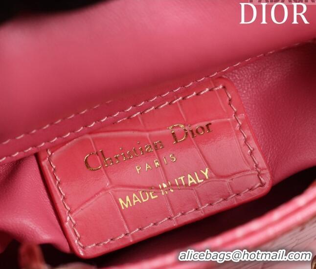 Popular Style Dior Micro Lady Dior Bag in Crocodile Embossed Leather M0856 Pink 2023