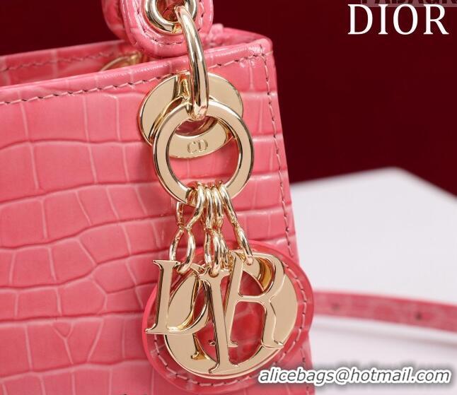 Popular Style Dior Micro Lady Dior Bag in Crocodile Embossed Leather M0856 Pink 2023