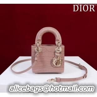 Best Product Dior Micro Lady Dior Bag in Crocodile Embossed Leather M0856 Nude 2023