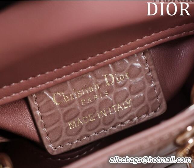 Best Product Dior Micro Lady Dior Bag in Crocodile Embossed Leather M0856 Nude 2023