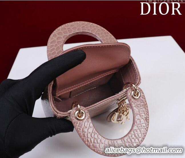 Best Product Dior Micro Lady Dior Bag in Crocodile Embossed Leather M0856 Nude 2023