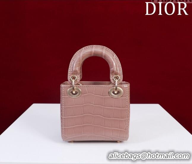 Best Product Dior Micro Lady Dior Bag in Crocodile Embossed Leather M0856 Nude 2023