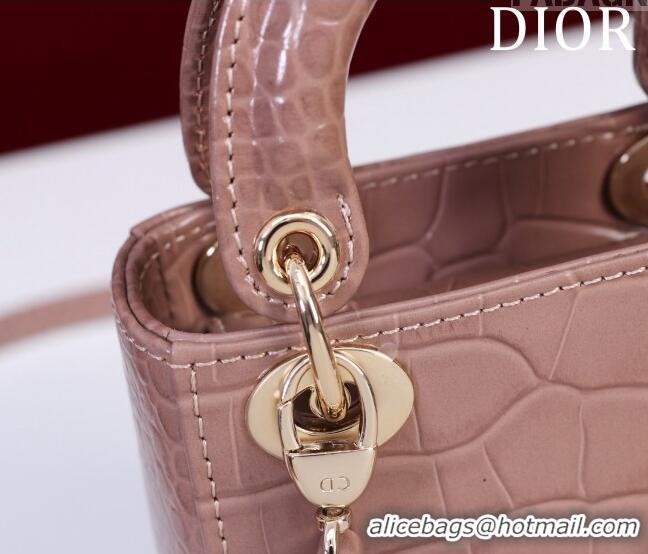 Best Product Dior Micro Lady Dior Bag in Crocodile Embossed Leather M0856 Nude 2023