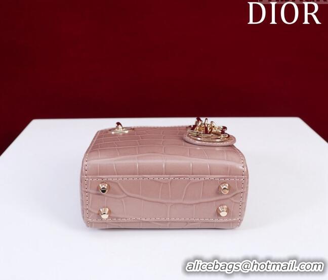 Best Product Dior Micro Lady Dior Bag in Crocodile Embossed Leather M0856 Nude 2023