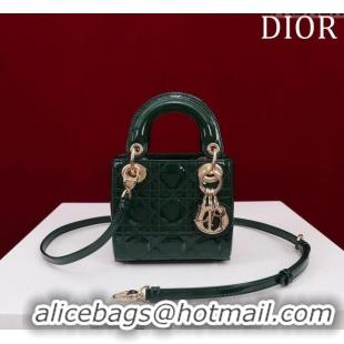 Famous Brand Dior Micro Lady Dior Bag in Patent Leather M0856 Green 2023