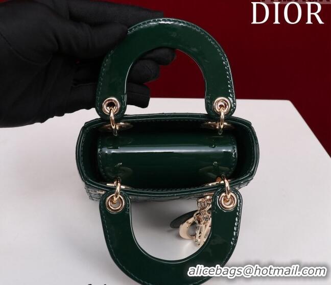 Famous Brand Dior Micro Lady Dior Bag in Patent Leather M0856 Green 2023