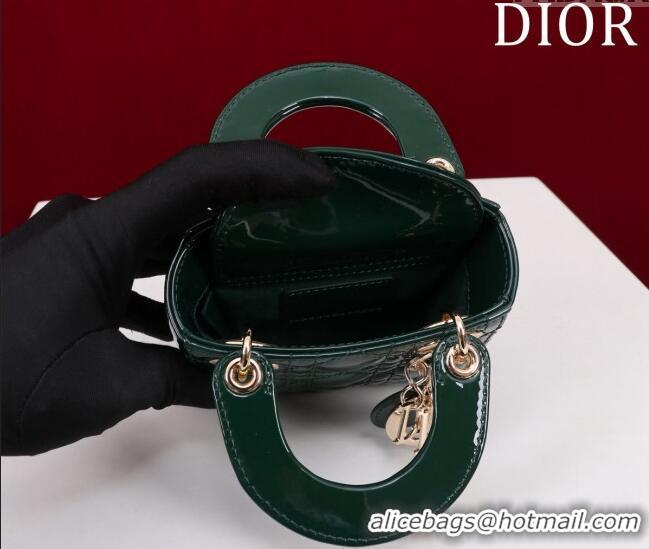 Famous Brand Dior Micro Lady Dior Bag in Patent Leather M0856 Green 2023