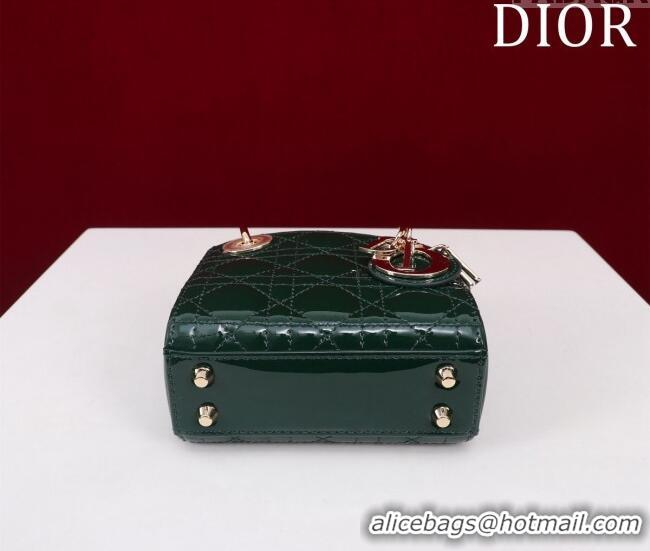 Famous Brand Dior Micro Lady Dior Bag in Patent Leather M0856 Green 2023