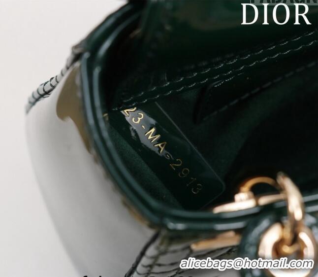 Famous Brand Dior Micro Lady Dior Bag in Patent Leather M0856 Green 2023