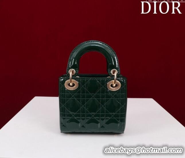 Famous Brand Dior Micro Lady Dior Bag in Patent Leather M0856 Green 2023