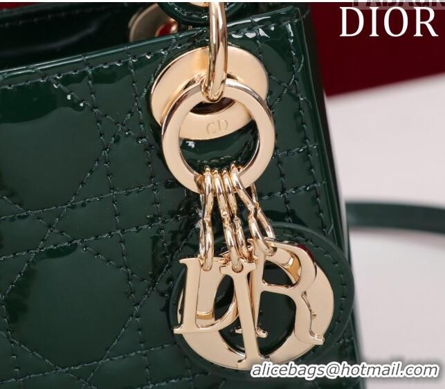 Famous Brand Dior Micro Lady Dior Bag in Patent Leather M0856 Green 2023