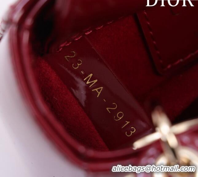 Famous Brand Dior Micro Lady Dior Bag in Patent Leather M0856 Dark Red 2023