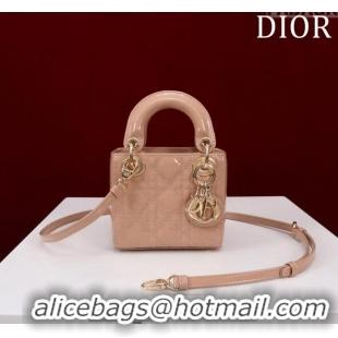 Best Price Dior Micro Lady Dior Bag in Patent Leather M0856 Nude 2023