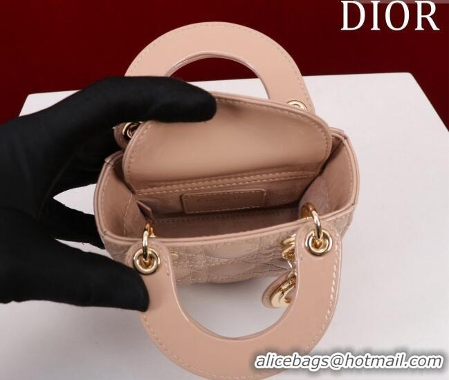 Best Price Dior Micro Lady Dior Bag in Patent Leather M0856 Nude 2023