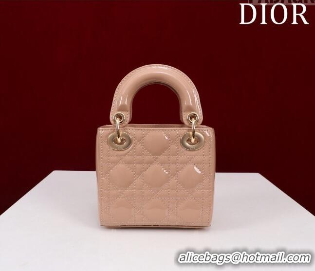 Best Price Dior Micro Lady Dior Bag in Patent Leather M0856 Nude 2023