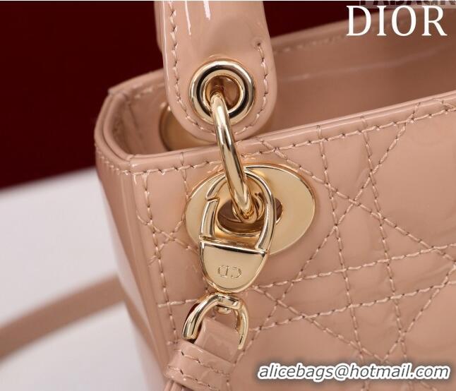 Best Price Dior Micro Lady Dior Bag in Patent Leather M0856 Nude 2023