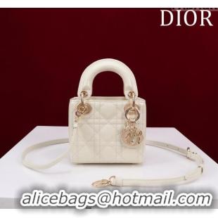 Luxury Discount Dior Micro Lady Dior Bag in Patent Leather M0856 White/Gold 2023