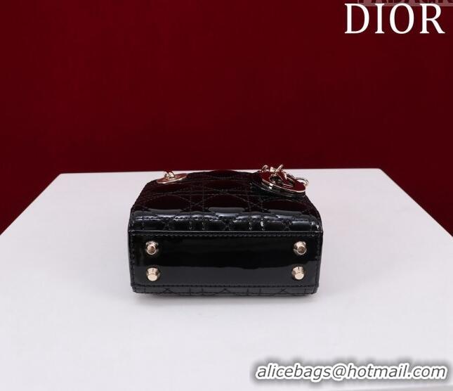 Super Quality Dior Micro Lady Dior Bag in Patent Leather M0856 Black/Gold 2023