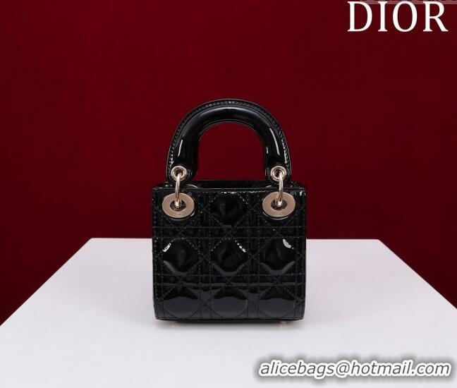 Super Quality Dior Micro Lady Dior Bag in Patent Leather M0856 Black/Gold 2023