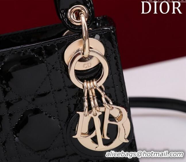 Super Quality Dior Micro Lady Dior Bag in Patent Leather M0856 Black/Gold 2023