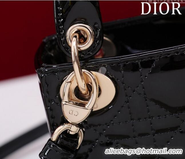 Super Quality Dior Micro Lady Dior Bag in Patent Leather M0856 Black/Gold 2023