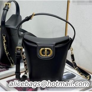 Luxurious Grade Dior 30 Montaigne Dior Amber Mini Bucket Bag in Calfskin 8833 Black 2023