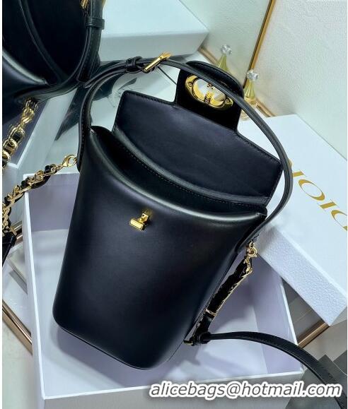 Luxurious Grade Dior 30 Montaigne Dior Amber Mini Bucket Bag in Calfskin 8833 Black 2023