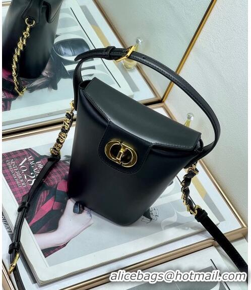 Luxurious Grade Dior 30 Montaigne Dior Amber Mini Bucket Bag in Calfskin 8833 Black 2023